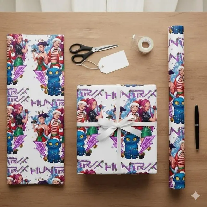 [Sale Up To 50%] Huntrix Christmas Wrapping Paper, Kpop Demon Hunters ...