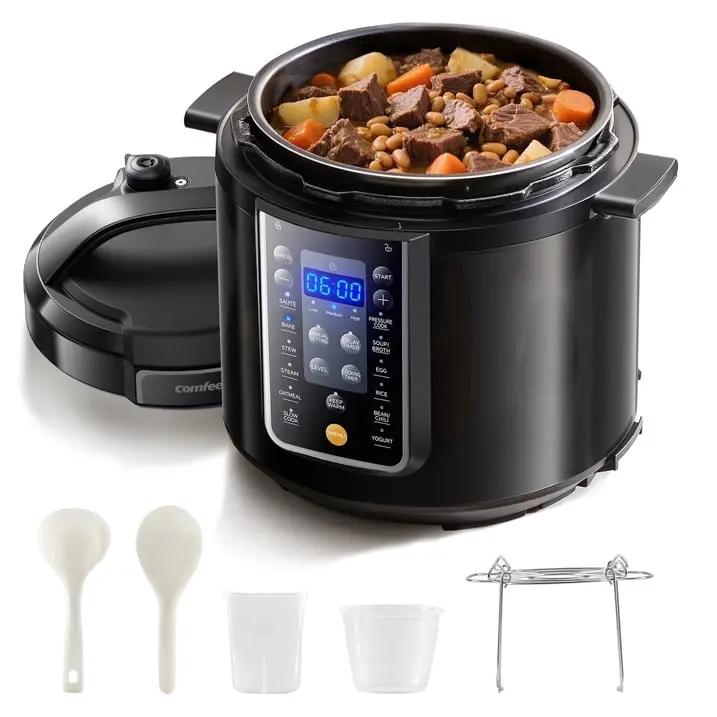 COMFEE’ 6QT Electric Pressure Cooker, 9-in-1 Instant Multi Cooker Olla de Presion Rice Cooker Slow Cooker Steamer Sauté Yogurt Maker Non-Stick Pot