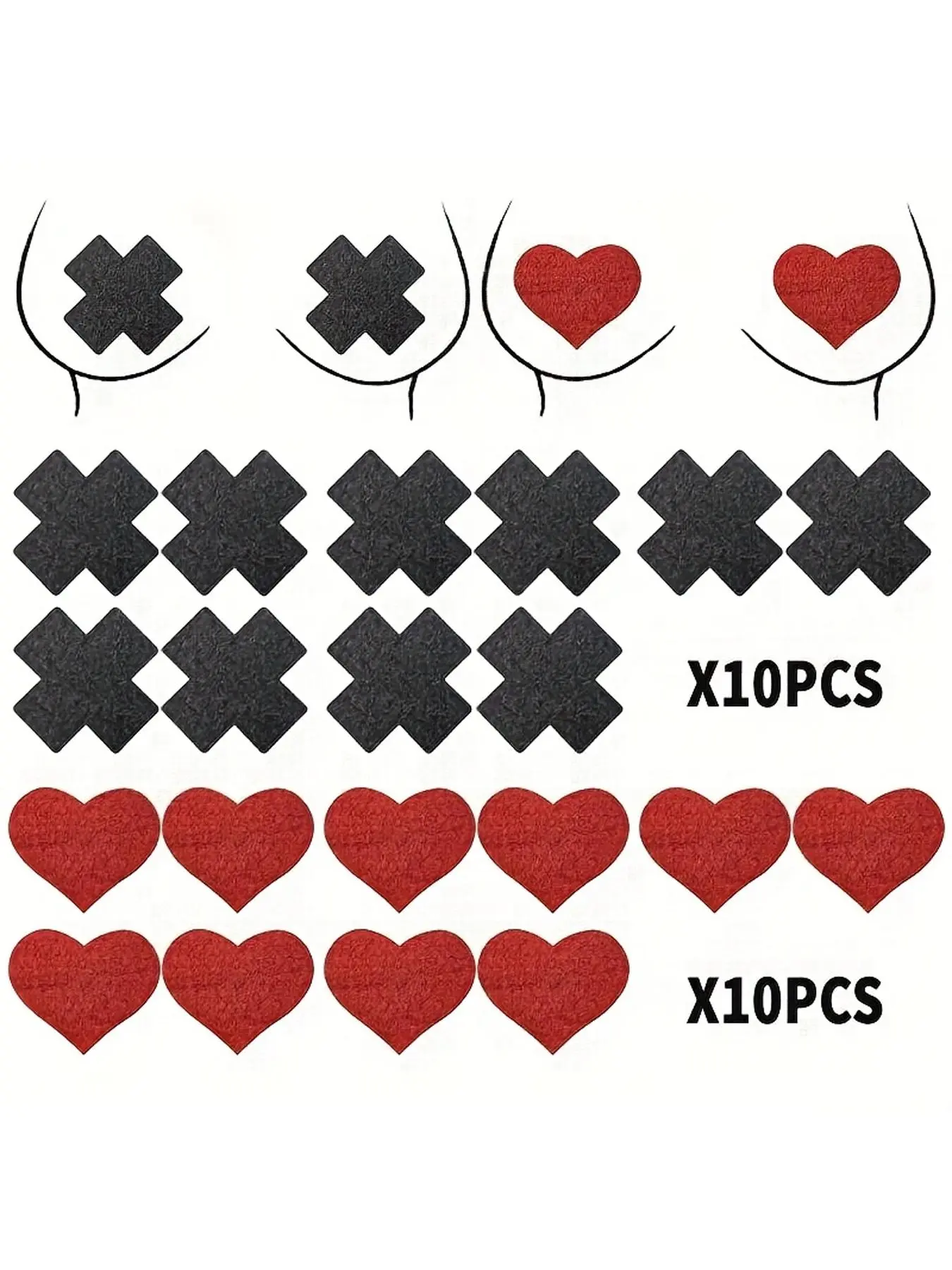 20 Pieces Sparkly Heart-Shaped Breast Pasties, Self-Adhesive Disposable Nipple Covers, Sticky Bra Pads for Women Underwear Accessories, Perfect for Daily and Party Use