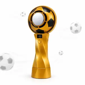 Soccer Ball Handheld Fan with Cooling Plate, Portable Rechargeable Personal Fan, USB-C Mini Fan with Digital Display, Strong Airflow, Quiet Cooling Fan for Travel, Stadium, Outdoor Sports & Summer Events