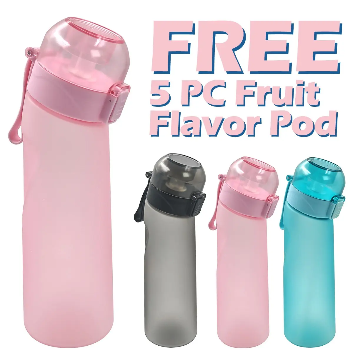 1 PC 650ML Sports Traveler Water Bottle, Leakproof Water Bottle with 5pc Flavored Pods, 0 Sugar & 0 Calorie, Portable, Great for Fitness, Running, Outdoor Use, Refillable Bottle, Drinkware