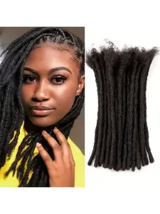 Dreadlock Extensions Human Hair 10-100 Strands 100% Full Handmade Permanent Loc Extension Human Hair for Women/Men/Kids Can Be Dyed Bleached Curled Twisted Boho Locs