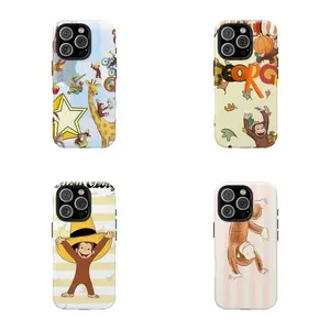 Warm Daily Life! Curious George Monkey's Life Phone Case |   Classic Children's Book Phone Cover for Samsung iPhone 14 promax Cute Retro Monkey with Banana, Party Theme PBS Kid Book