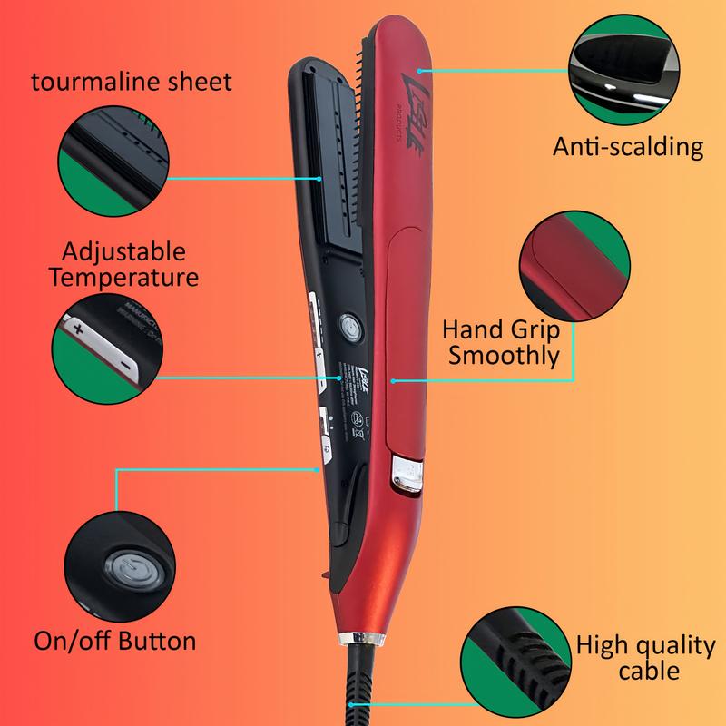 Liselle Beauty Products H2GLOW Steam Hair Straightener and Curler | 2-in-1 Flat Iron | Tourmaline Ceramic Plates | Fast Adjustable 450F Salon Grade