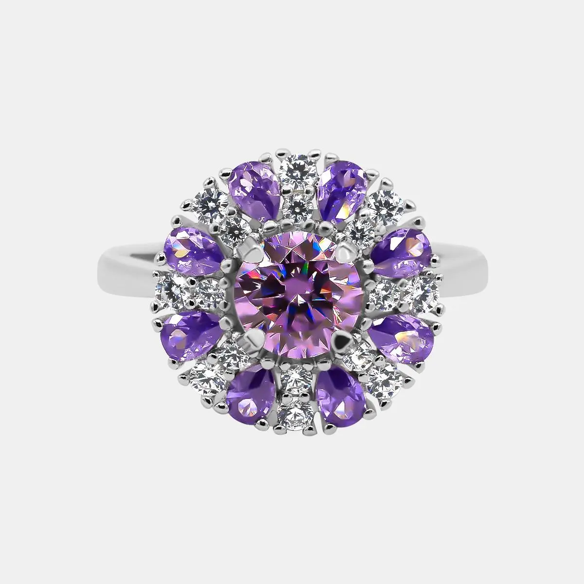 【746】Valentine's Flash "Springtime Symphony" Violet Harmony 1 Carat Synthetic Moissanite Ring
