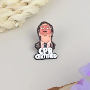 CPR Certified Enamel Pin, Funny Episode Lapel Badges, CPR Certified Face Brooch Pin, CPR Meme Pin, Office Humor Gift, Sarcastic Brooches 010
