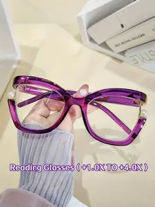 Women's Reading Glasses - Reading Eyeglasses, Magnification +1.0 to +4.0, Magnifying Glasses, Red-to-Green Frames, Metallic Hinges - for Computer, Books, Formal/Everyday - Elegant Glasses for Women, Vision Aid Accessories