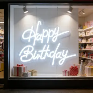 Happy Birthday Sign Ideal For Wall Decor And Party Decorations Perfect For Birthday Parties Happy Birthday Sign For Backdrop  Light-Up Sign Led Neon Sign With Dimmable Switch Usb-Powered (White)