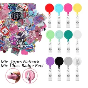 Random 60pcs Medical Acrylic Rotating Alligator Clip Set - Including 50pcs Random Acrylic + 10pcs Rotating Alligator Clip