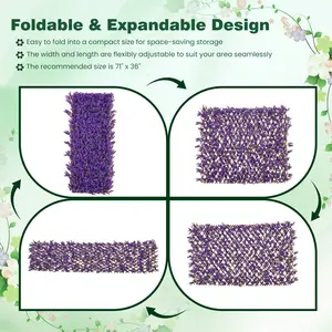 COSTWAY - Decorative Faux Purple Eucalyptus Fencing Panel with Real Willow Frame for Balcony Patio