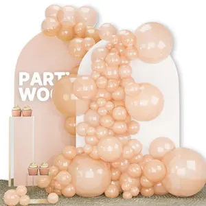 PartyWoo Thick Pearl Peach Latex Helium Balloon Arch Kit, 140pcs 18-12-10-5in Pastel Light Orange Balloons, for Wedding & Baby Shower Decorations (Orange-Z27)