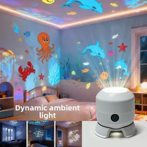 LED Projection Table Lamp Snowflake Christmas Pattern Ocean Dynamic Rotating Holiday Decoration Light Bedroom Kids Room Atmosphere Laser Projector Gift Lamp