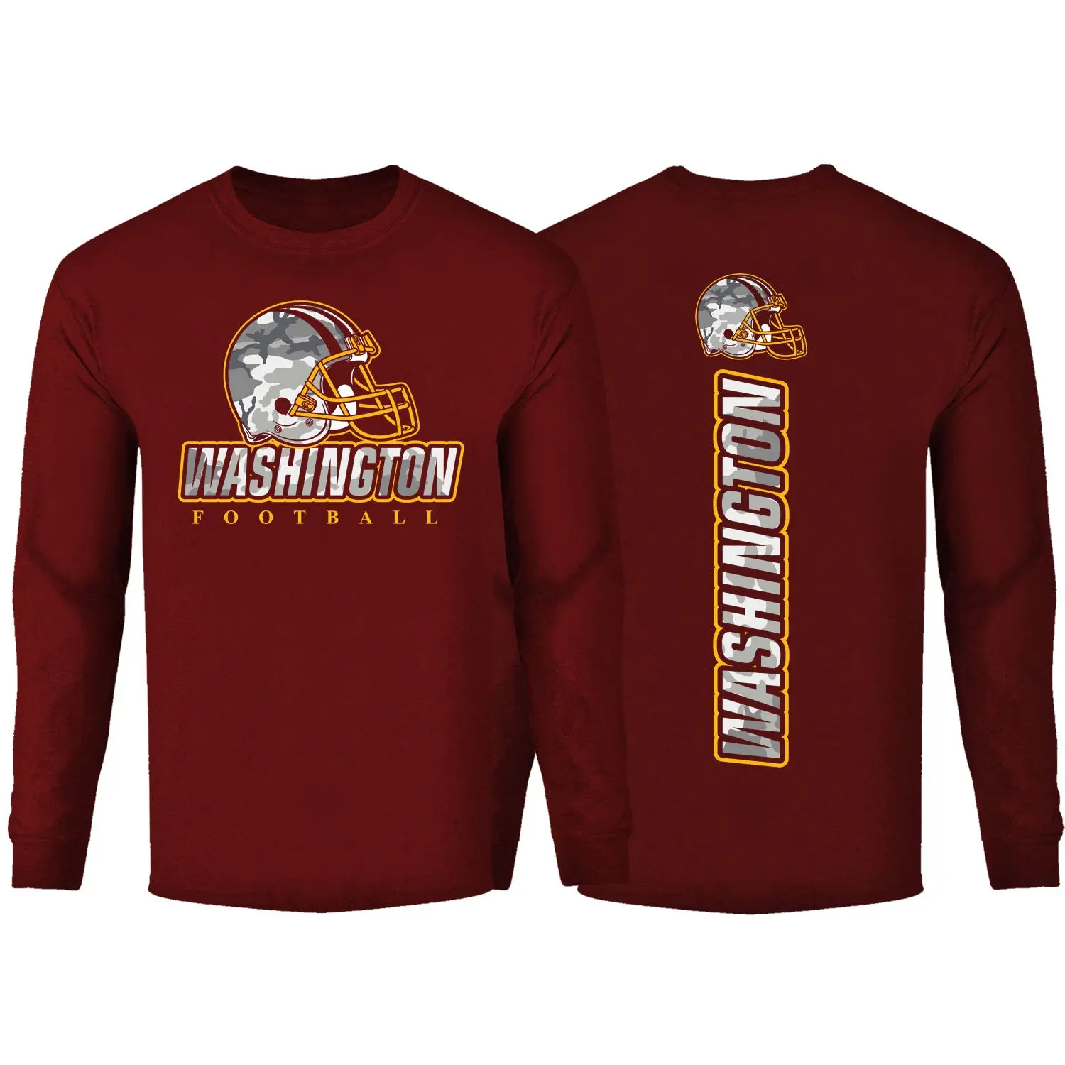 Men Army Camo Football Long Sleeve Shirt - Washington