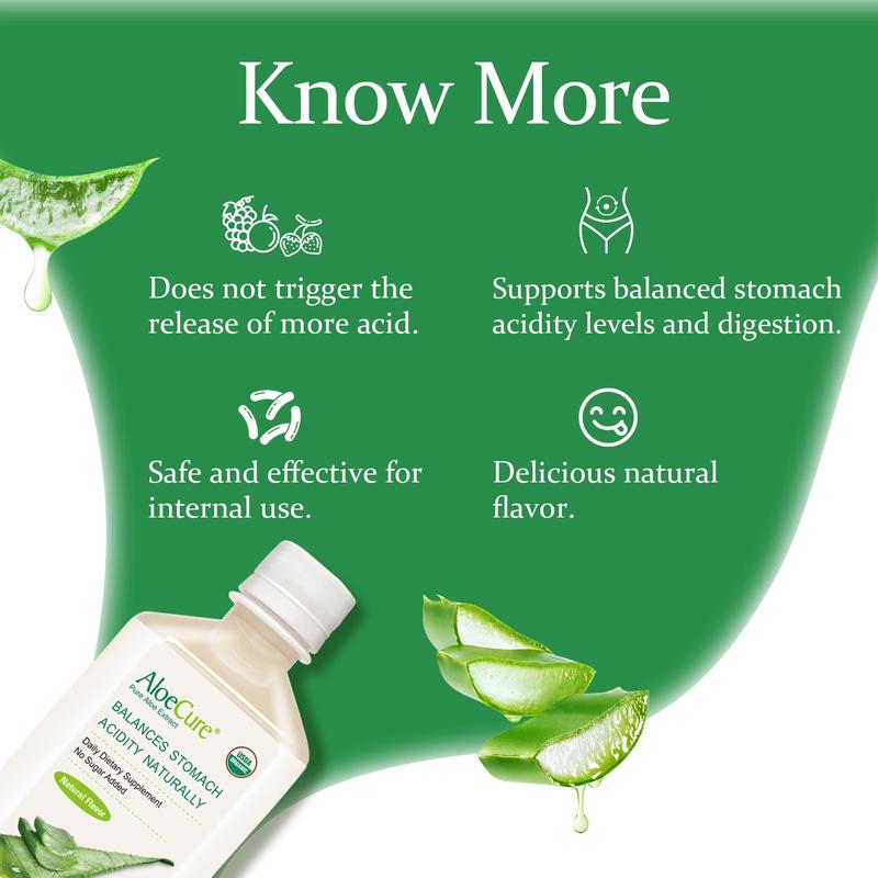 AloeCure USDA Organic Aloe Vera Juice Made Within 12 Hours of Harvest to Capture Maximum Bioactity, Supporting Optimal Digestion, the Immune System and Balanced Stomach Acidity, 500ml Bottle