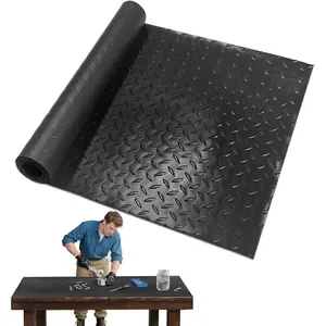 48inch x 17inch Workbench Mat PVC Workbench Mat with Non-Slip Steel Plate Texture, 1.5mm Thick Scratch-Resistant and Stain-Resistant Surface Suitable for Woodworking, Crafts, DIY Projects, and Tool Protection