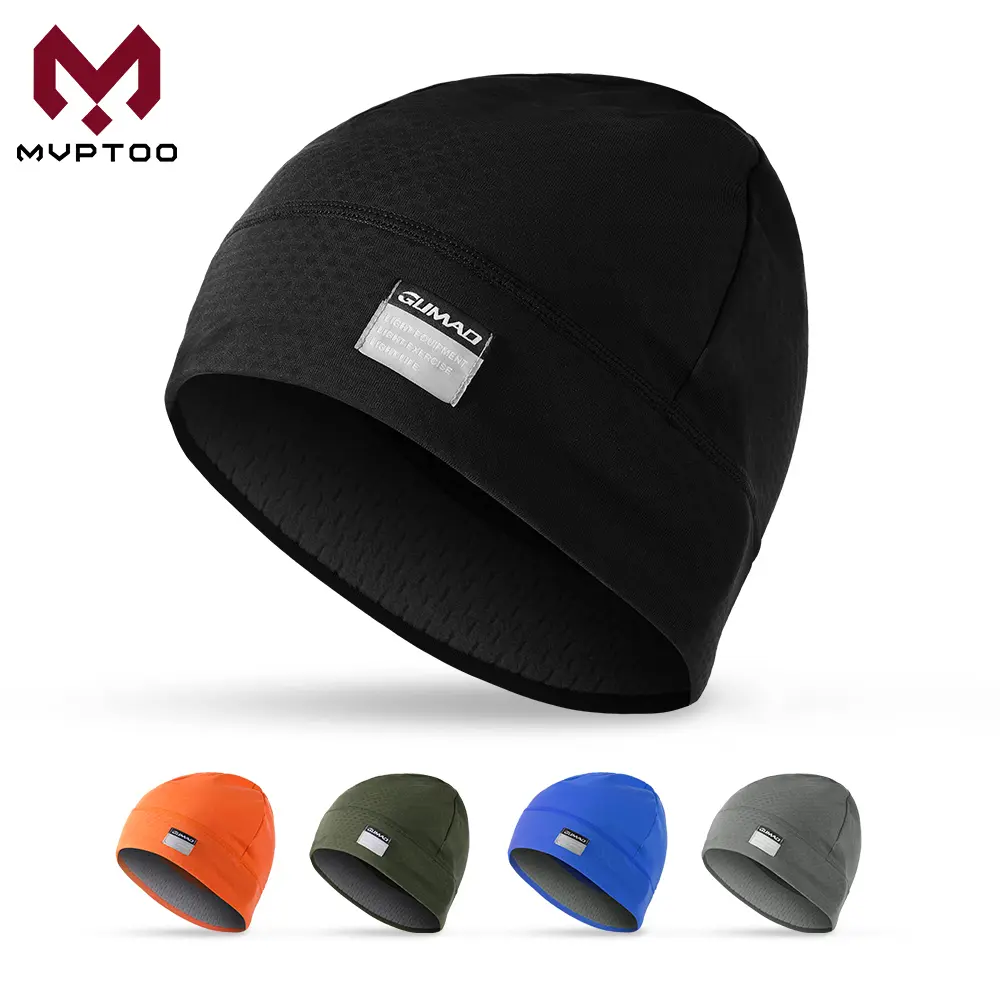 MVPTOO 2-Pack Adult Polyester Thermal Skull Cap Beanie - 1 Size, Anti-Bacterial, Heat-Insulating, Odorless, Lightweight Breathable Moisture-Wicking Helmet Inner Cap, Ergonomic Helmet Liner, Beanie Fitted Hat for Biking, Adventure Sports, Cycling Skull Cap