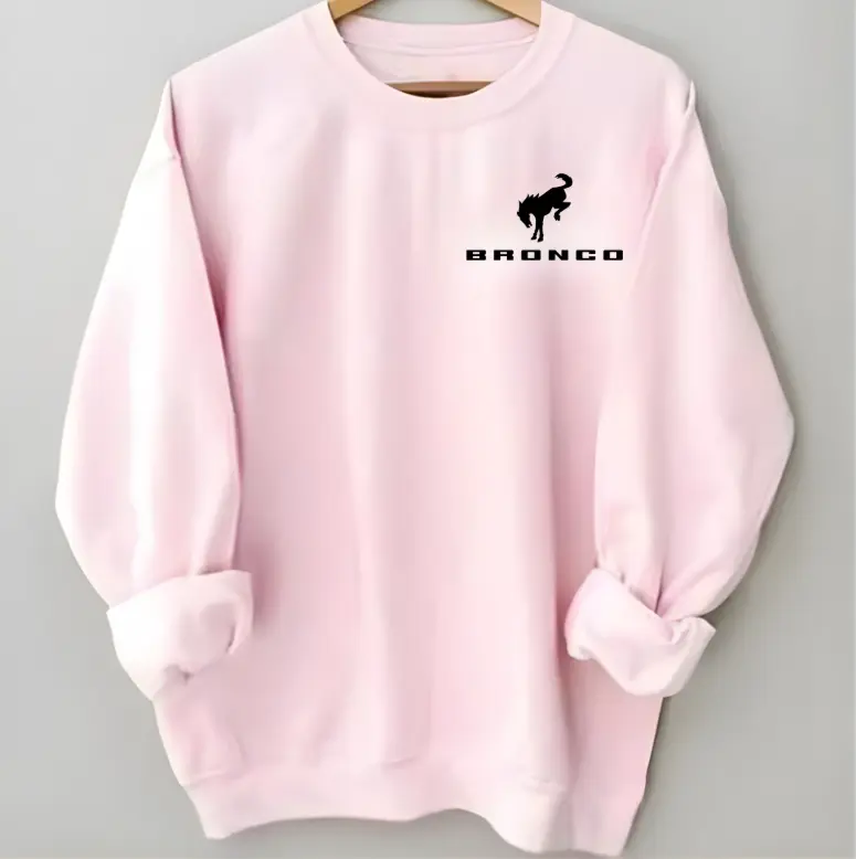 Ford Bronco Pink Version 2 Sweatshirt, Ford Bronco Horse Design With Bold Text Sweatshirt, Car Lover Tshirt, Full Size, Full Color