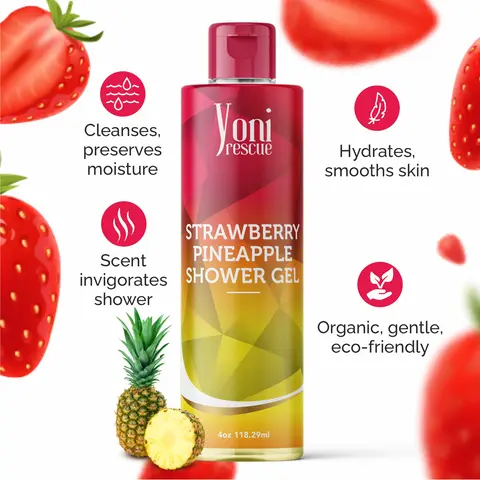 Yoni Rescue Shower Gel (4oz), Daily Use Body Wash, with Strawberry Pineapple scent by Yoni Rescue Skin Care Soap Vegan Comfort