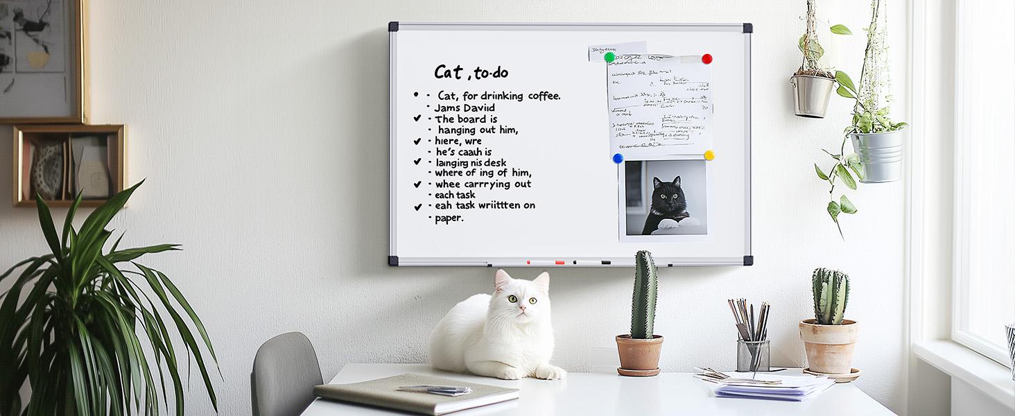 Magnetic Dry Erase Board, 36 X 24 Inches White for Home Office School,1 Dry Eraser & 2 Dry Erase Markers & 4 Push Pin Magnets