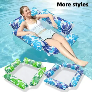 Multi-Style Inflatable Pool Floats Adult Size Water Hammock, Striped Design for Swimming Pools, 4-In-1 Multi-Functional Pool Toy