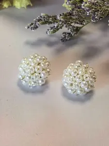 Vintage Style Pearl Ball Earrings, Handmade Floral Pearl Jewelry, Multifunctional Earrings for Weddings and Casual Wear