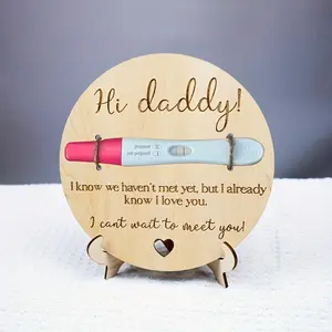Hi for Daddy Pregnancy Test Commemorative Wooden Plaque, a Wooden Sign for Announcing Pregnancy to for Dad, Hi for Dad Pregnancy Test, Revealing The Surprise Gift to Husband, Pregnancy Announcement Gift