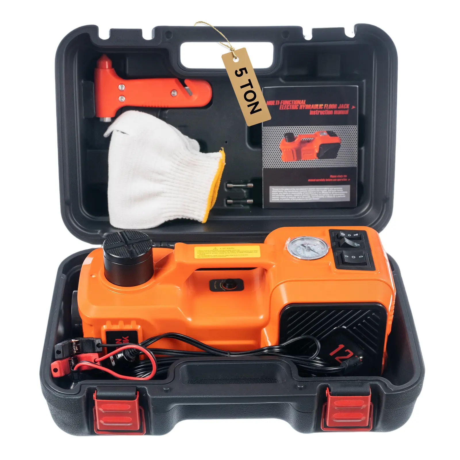 Tanlook 5T Vehicle‑Mounted Electric Car Jack Kit with Impact Wrench & Built‑in Air Pump, Heavy‑Duty Multifunctional Auto Tire Changing Tool with LED Light, for Roadside Emergency & Home Car Repair