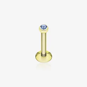 Gold Plated Gem Ball Internally Threaded Labret
