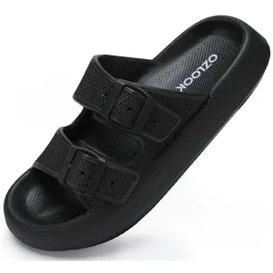Pillow Slippers for Women Men - Cloud Slides Double Buckle Adjustable - EVA Ultra Cushion Sandals