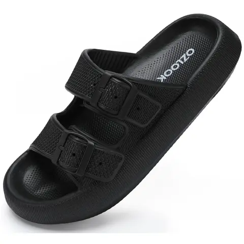 Pillow Slippers for Women Men - Cloud Slides Double Buckle Adjustable - EVA Ultra Cushion Sandals