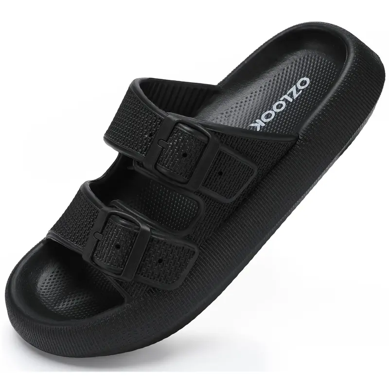 Pillow Slippers for Women Men - Cloud Slides Double Buckle Adjustable - EVA Ultra Cushion Sandals