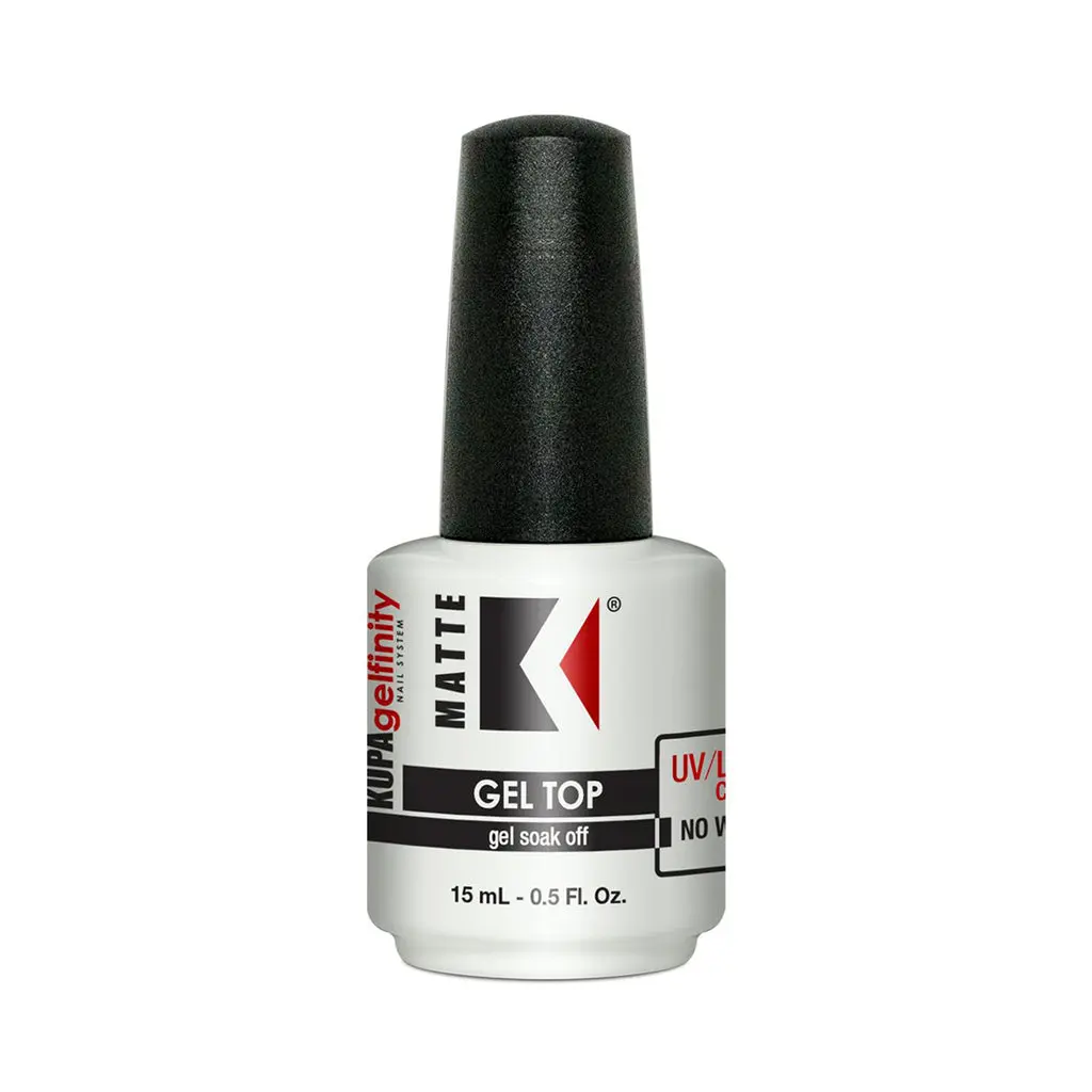 KUPA GelFinity No-Wipe Matte Gel Topcoat, 0.5 oz Cosmetic Bottle - Chip-Resistant, Fade-Resistant Soak-Off UV Nail Polish for Nail Care Manicures, Seals Soak-Off Gel Polish, Superior Matte Finish