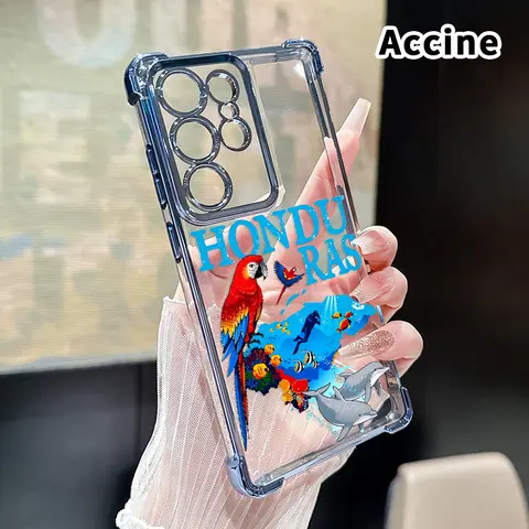 Transparent Soft Silicone Smartphone Cover - Protector for Samsung Galaxy S22+ Edge, S23 Ultra, S24 Plus, S25, S26, Honduras Marine Splendor Pattern, 4-Corner Reinforcement, Crash-Proof, Shockproof, Non-Slip Mobile Phone Accessories