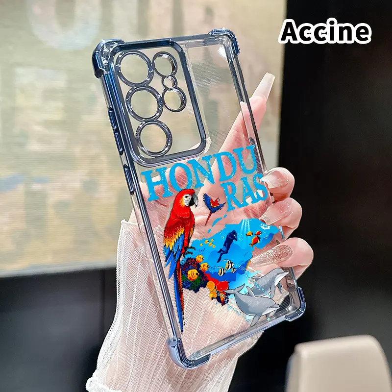 Transparent Soft Silicone Smartphone Cover - Protector for Samsung Galaxy S22+ Edge, S23 Ultra, S24 Plus, S25, S26, Honduras Marine Splendor Pattern, 4-Corner Reinforcement, Crash-Proof, Shockproof, Non-Slip Mobile Phone Accessories