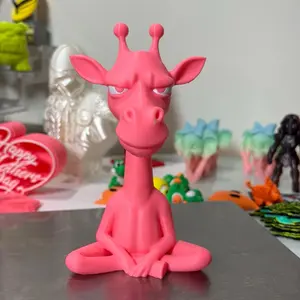 3D Grumpy Giraffe - 3D Printing Pink Giraffe Figurine for Home Decor and Collectors