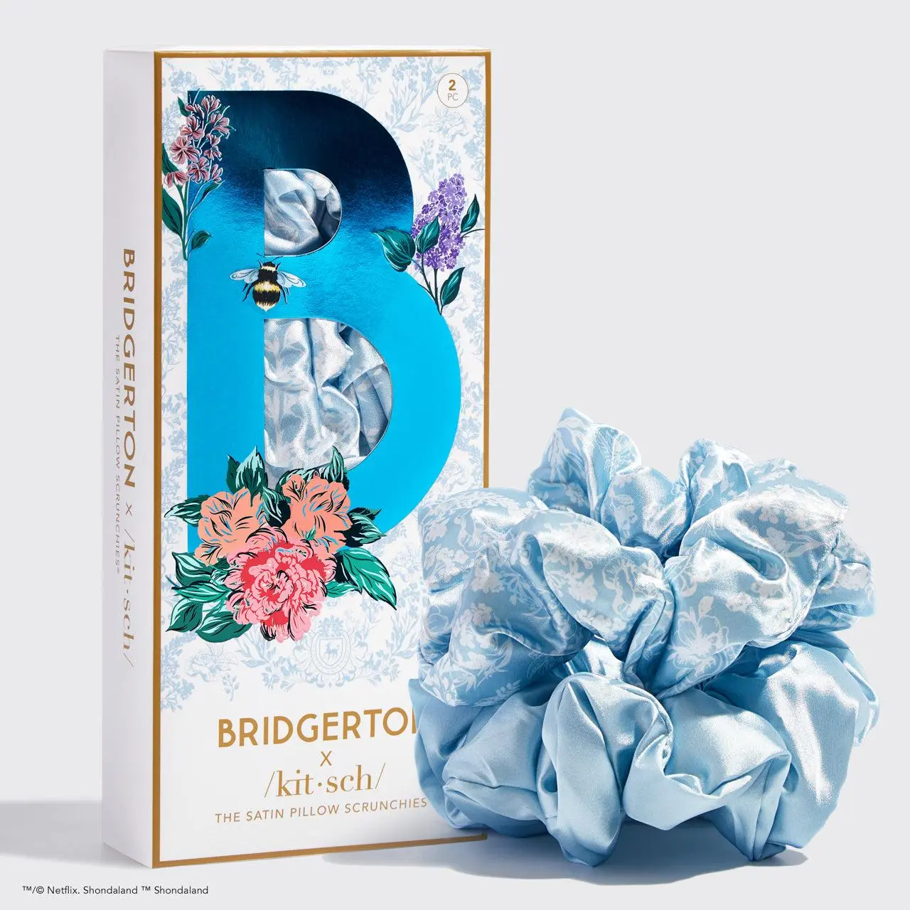 Bridgerton x Kitsch Satin Pillow Scrunchies - Toile De Blue Bridgerton x Kitsch Satin Pillow Scrunchies - Toile De Blue