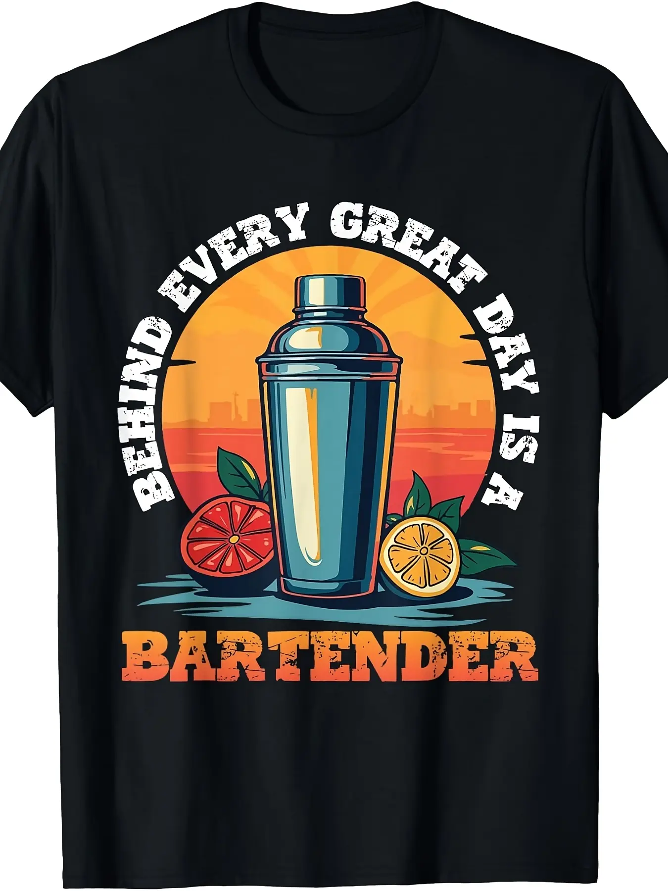 Funny Bartender Lover's Mixing Drinking Bartending  unisex soft cotton short sleeve t shirt, vintage graphic casual tee for men women teens, perfect birthday holiday gift for camping travel gym daily street  wear