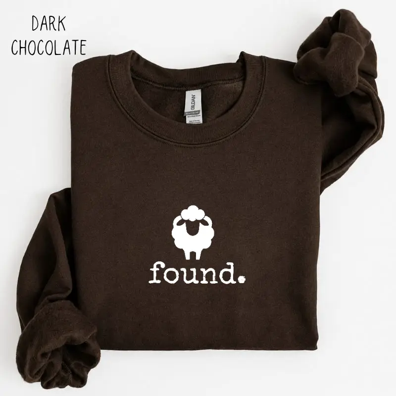 Found Psalm 23 Sheep Sweatshirt, Minimalist Christian Lamb Graphic, Faith Based Scripture Crewneck, Religious Gift for Her, Women's Long Sleeve Sweater