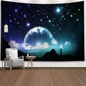 1pc 145cmx125cm Starry Sky Printed Tapestry Wall Hanging Polyester Tapestry for Home Decor Dustproof Cover , Tablecloth , Outdoor Mat