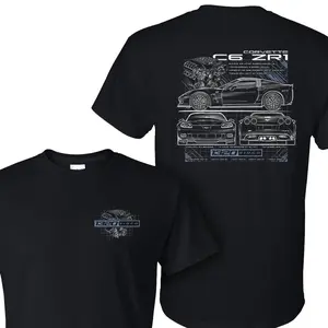 Corvette C6 ZR1 2 Sided T-Shirt, Mechanical Racing Car Graphic Tee, Unisex Streetwear Gift For Men and Women