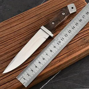 Stainless steel pocket knife with sheath - Lightweight V-shaped blade for cutting meat and fruit - Ideal for camping, hunting and fishing