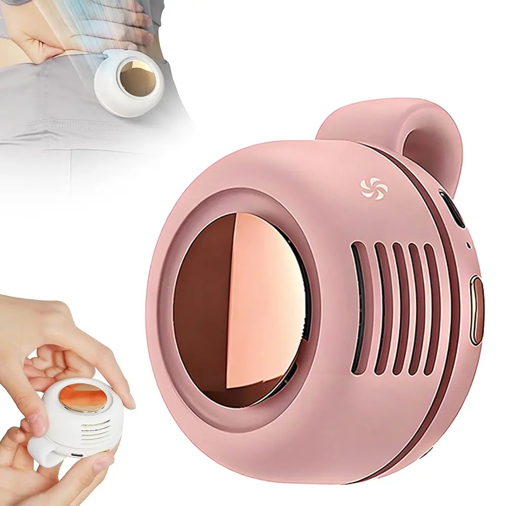 Outdoor-Ready Portable Bladeless Electric USB Rechargeable Cordless Fan, Portable Personal Fan, Waist Hanging Fan, 3-Speed Adjustable Suspended Waist Style, Silent Operation, Rotating Body for Maximum Comfort, Rechargeable Belt Fan