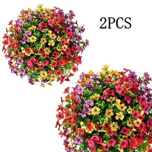 Artificial Flower(24pcs/set) Ornaments ,UV Resistant Colorful Simulation Flower Fall Decorations,Home Decorative Bouquet,Garden Party Wedding Decoration Flowers Bouquet Fall Room Decor