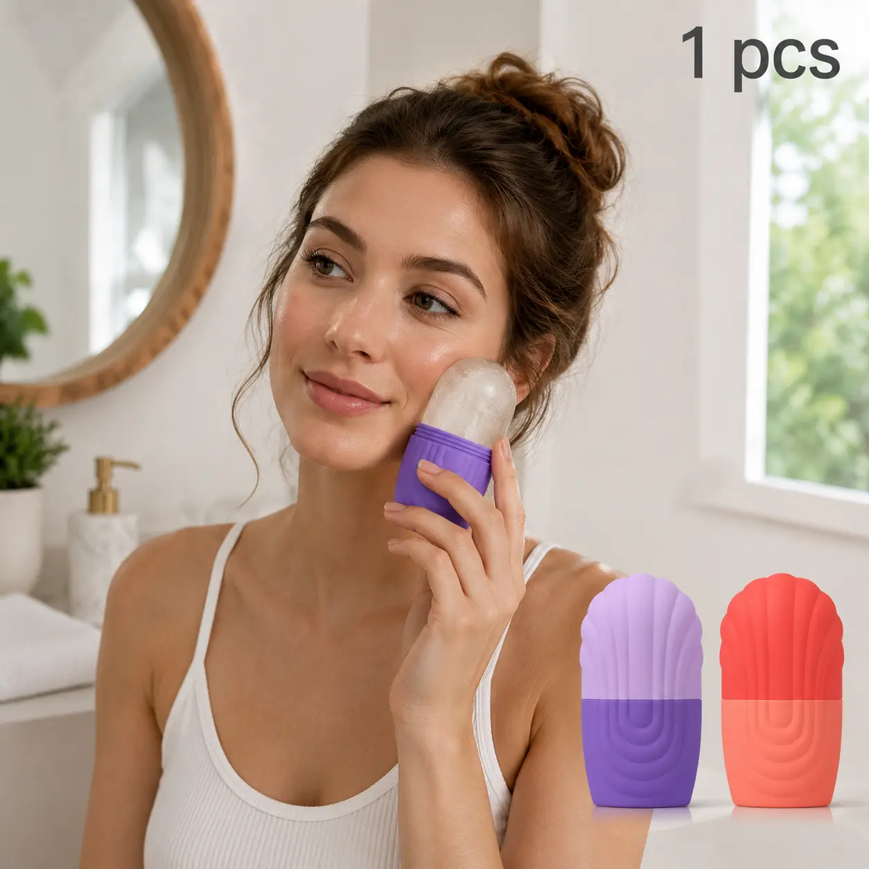 1-Piece Food-Grade BPA-Free Silicone Facial Ice Mold & Reusable Roller Massager Tool - Compact Facial Tool, Pore Tightening, Under-Eye De-Puffing - At-Home Spa Cold Therapy, SkinTok Glass Skin Hack.
