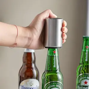 Premium Automatic Beer Bottle Opener (StainlessSteel), Magnetic Automatic Stainless Steel Push Down Opener, No Cap Can Escape, Quick Open Capfor Kitchen Home Bar Restaurant Household Utensils Bottle cap opener Kitchenware Modern, drink tools