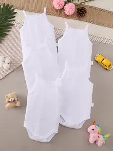 5pcs Newborn Baby Girl Infant Cotton Romper White Bodysuit Cute