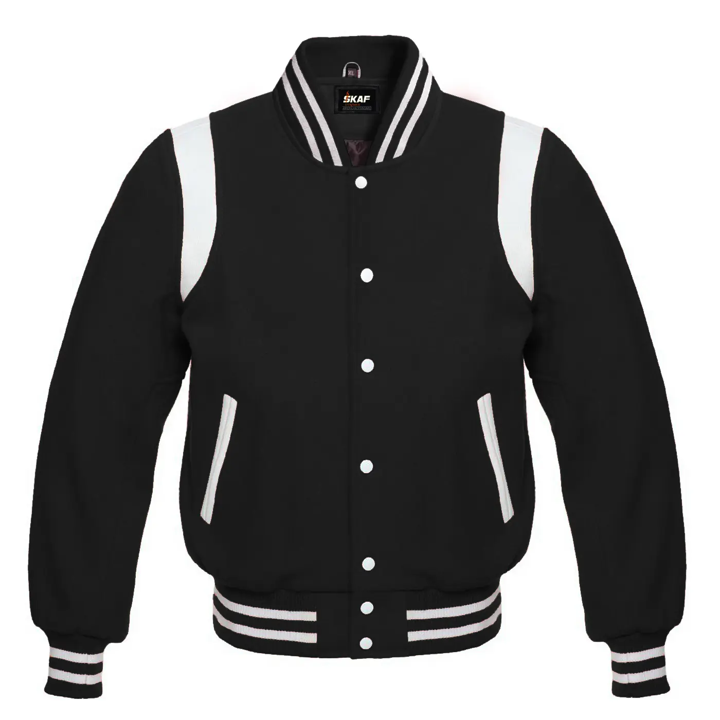 Letterman Baseball Collage School Varsity Jacket Black Collar Knit Menswear