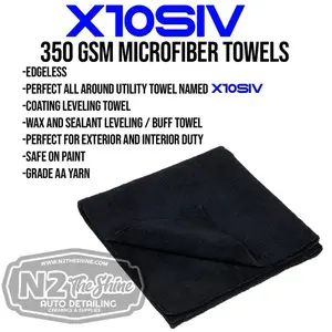X10SIV 350 GSM Microfiber Utility Towel - Edgeless, Perfect for All Around Utility, Wax and Sealer Leveling, Buff Towel, Safe on Paint - Cleaning