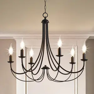 6-Light Classic Chandelier  Dimmable magic + 72” adjustable chain