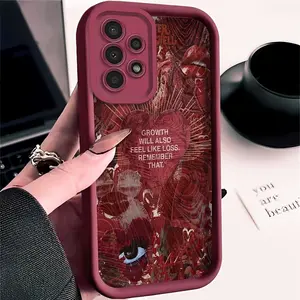 Fashionable And High-End Red Trend Collage Design Case for Samsung Galaxy S26 S24 Plus S25 S23 S22 S21 Ultra FE S24+ Note20 A54 A53 A52 A36 A35 A34 A33 A17 A16 A15 A14 A13 Patterned Soft TPU Full Camera lens Protection  Phone Cover Gift 2D printing